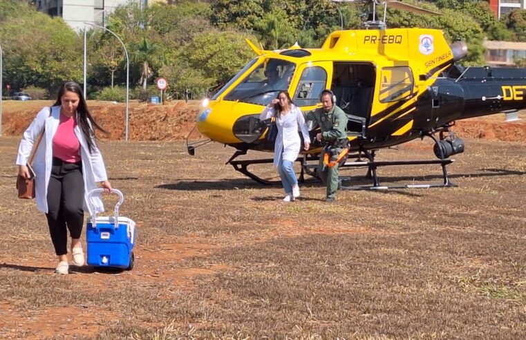 Mais um coração é transportado pelo helicóptero do Detran-DF