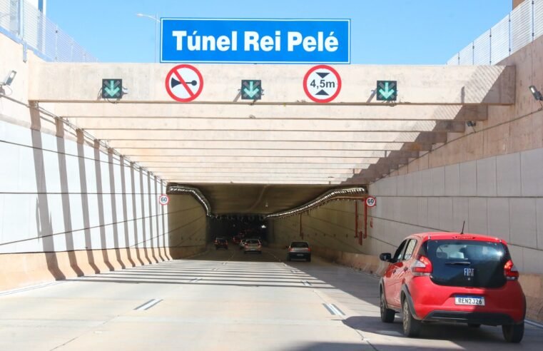 Túnel Rei Pelé será fechado nas madrugadas de terça e de quarta para ajustes no sistema de câmeras