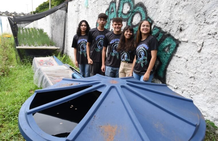 Escola do Gama aposta em sistema sustentável que une criação de peixe e cultivo de plantas