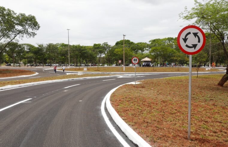 Interdição na Epig altera trânsito na saída do Parque da Cidade pela nova rotatória