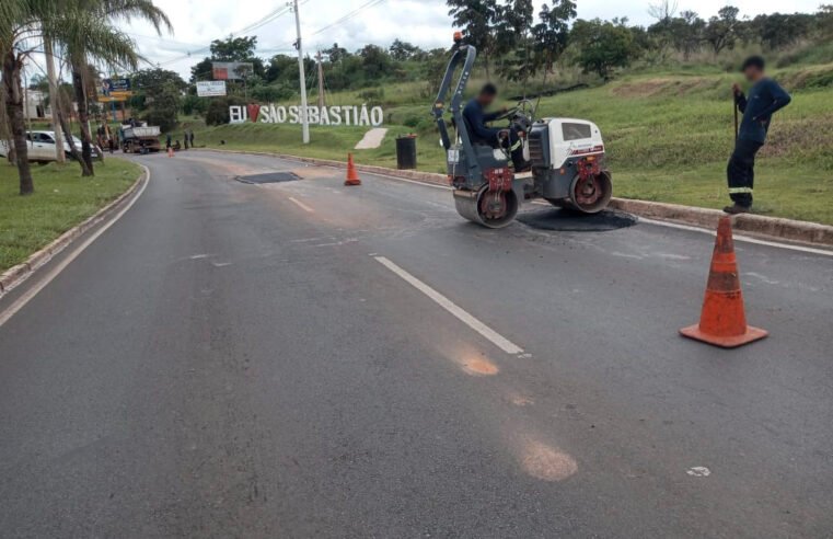 Trabalho conjunto do GDF assegura manutenção asfáltica durante o período chuvoso