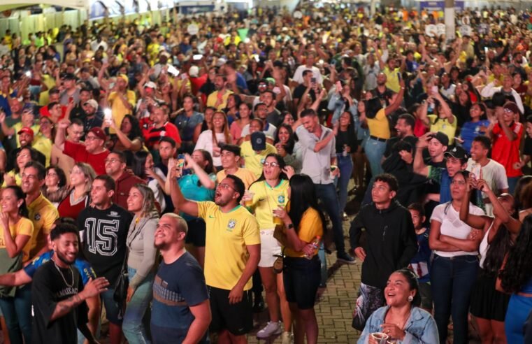 Torcedores vibram com jogo da Seleção no Comemora Brasília Fan Fest, em Ceilândia