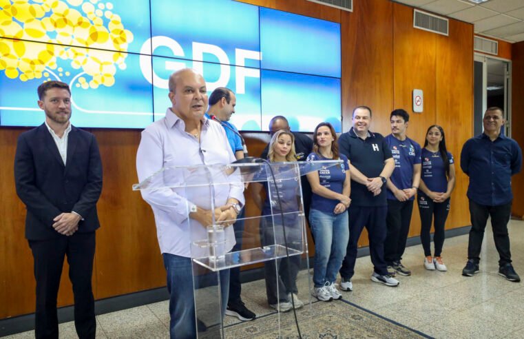 Governador destaca o apoio do DF ao Troféu Brasil de Ginástica durante visita de atletas olímpicos