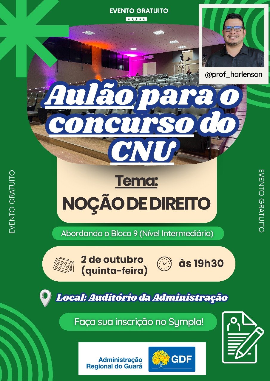 Guará promove aulão gratuito para candidatos ao CNU Guará promove aulão gratuito para candidatos ao CNU