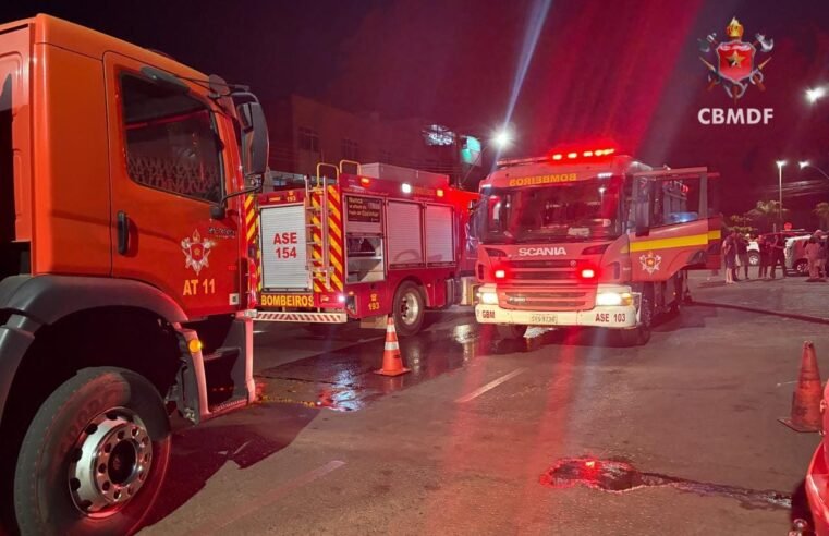 Incêndio atinge prédio no SIG e mobiliza equipes do Corpo de Bombeiros