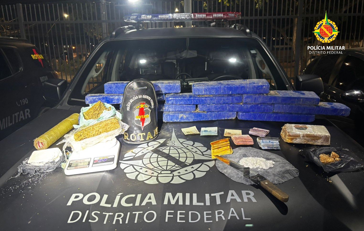 ROTAM prende dois homens e apreende quase 12 kg de drogas em Planaltina