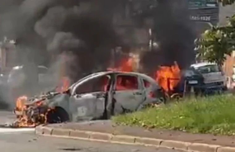 Incêndio atinge veículo em Ceilândia e mobiliza Corpo de Bombeiros