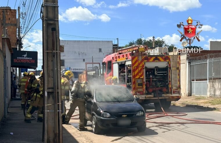 Princípio de incêndio em veículo mobiliza bombeiros em Planaltina