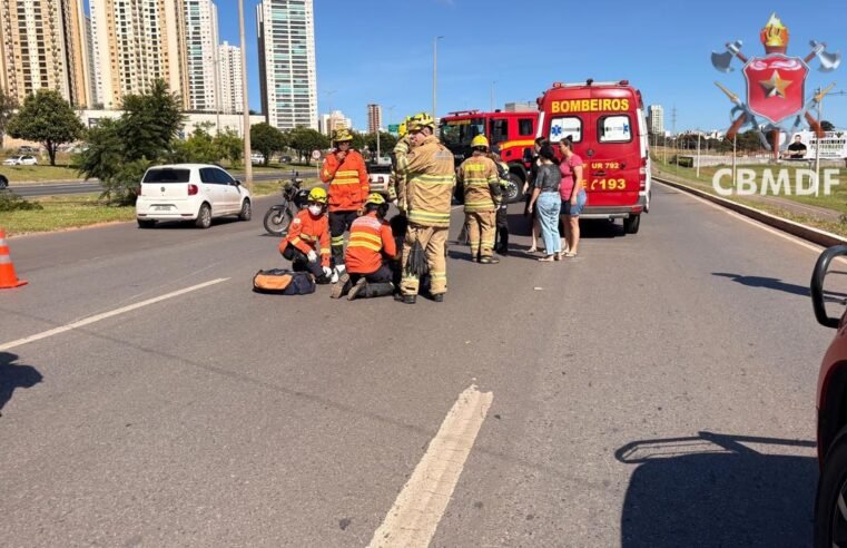 Duas pessoas ficam feridas após queda de motocicleta na marginal da EPTG