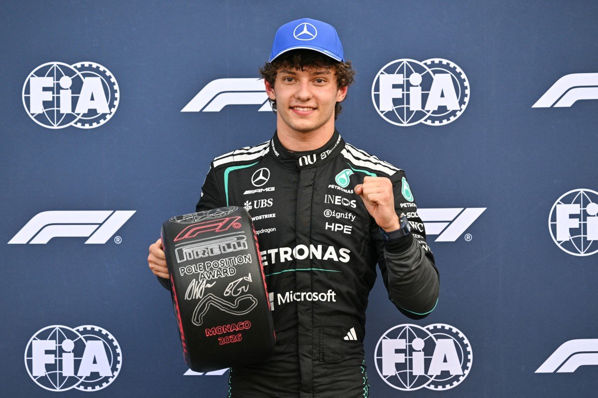 Kimi Antonelli larga na pole no GP de Mônaco; Bortoleto bate e fica em 16º