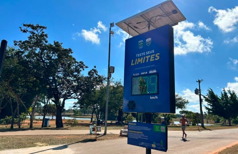Pista com radar de velocidade vira atração entre corredores no Parque da Cidade