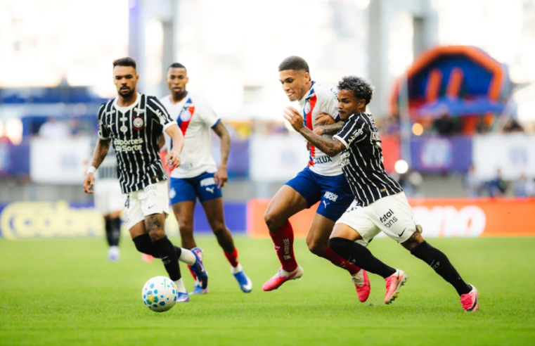 Bahia e Corinthians empatam em jogo com gols anulados e confusão na Fonte Nova