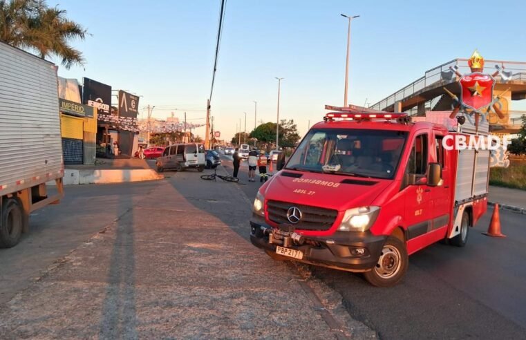 Ciclista fica ferido após colisão com carro próximo à Cidade Estrutural