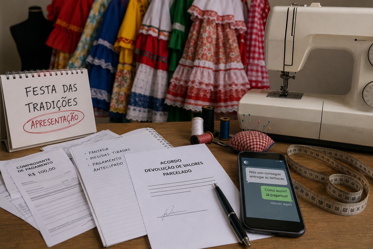 Costureira não entrega roupas para apresentação e deixa mais de 30 famílias no prejuízo