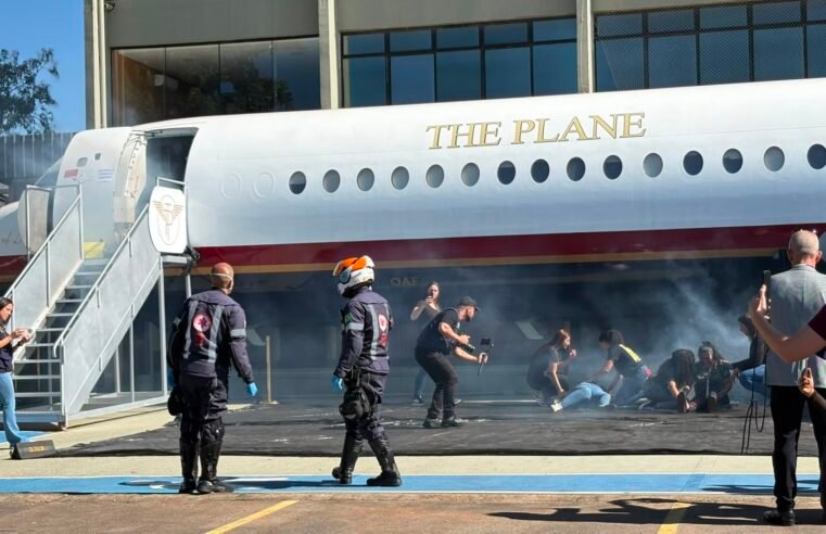 Simulado de queda de avião mobiliza mais de 50 profissionais em treinamento de emergência no DF