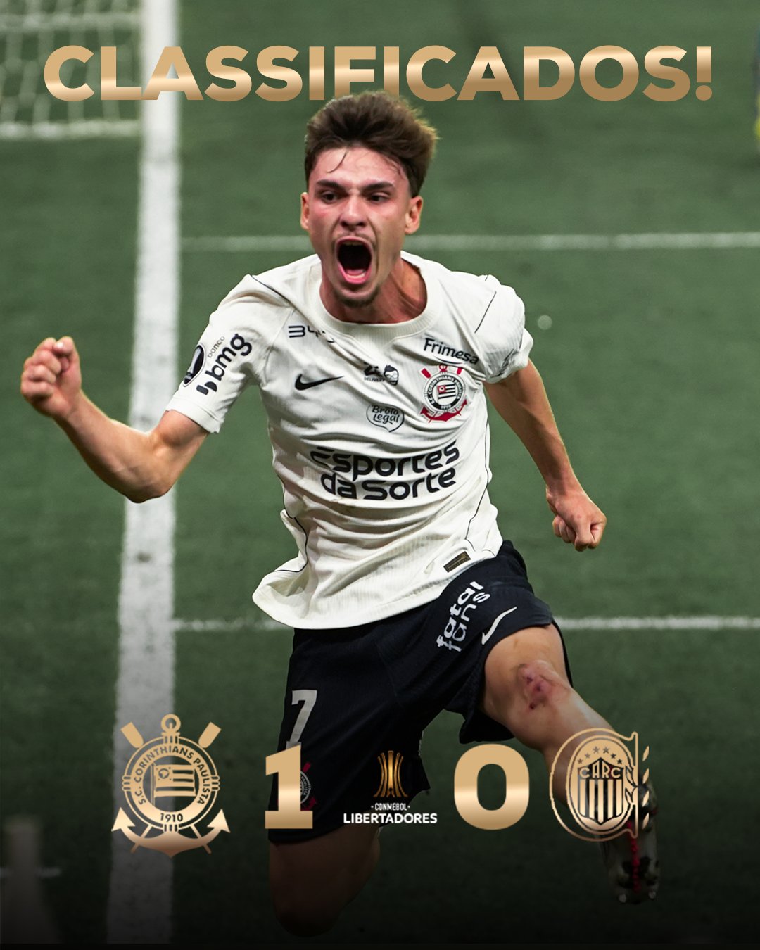 Corinthians supera expulsão, despacha o Rosario Central e avança na Libertadores