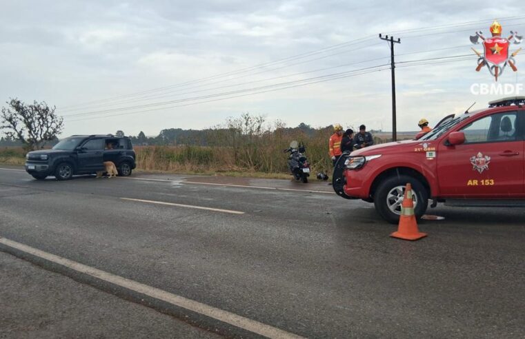 Motociclista é levado ao hospital após colisão na DF-345, em Planaltina