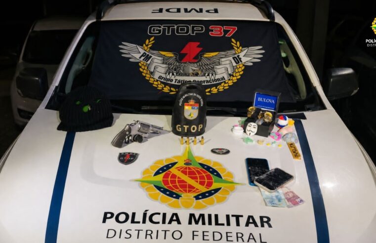 Trio é detido com revólver, cocaína e ecstasy após perseguição em Vicente Pires