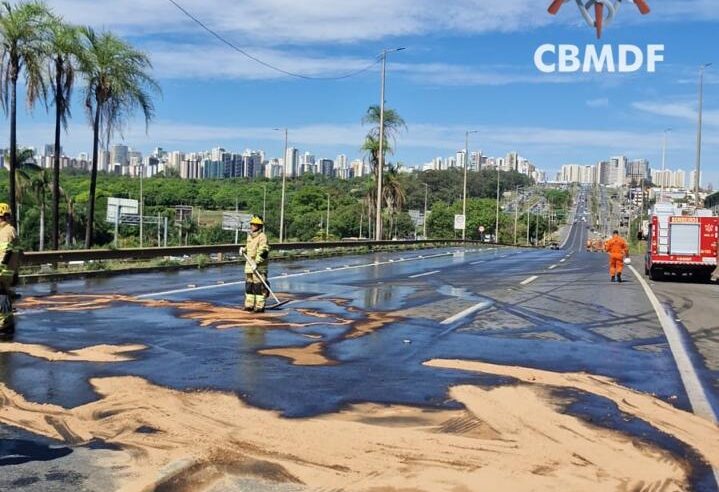 Derramamento de combustível interdita trecho da EPTG nesta quarta-feira