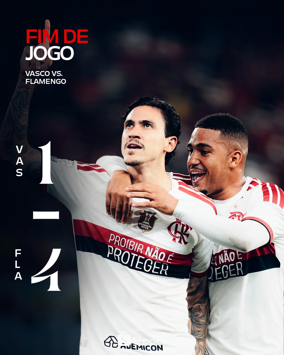 Flamengo vence Vasco, chega aos 73 pontos e amplia liderança