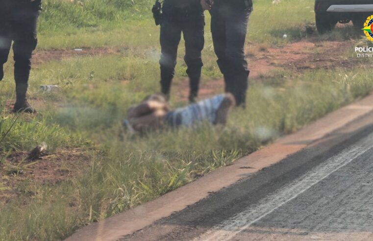 Suspeito de feminicídio é preso após pular de passarela na BR-070
